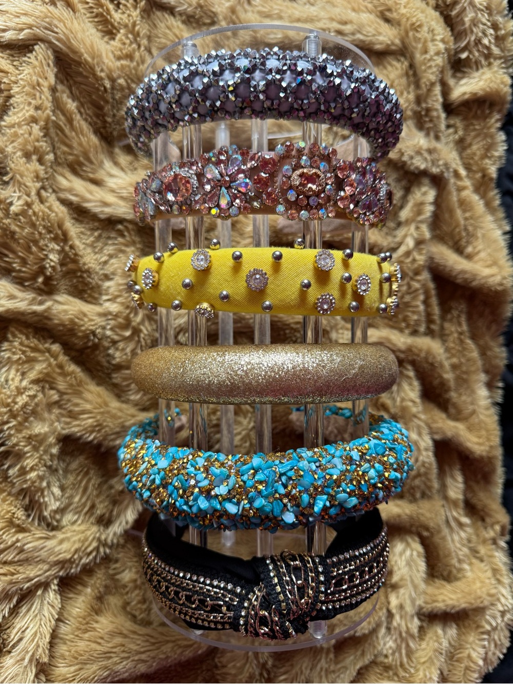 6 Piece Embellished Statement Headband Lot Rhinestone Jeweled Beaded